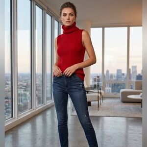 Banana Republic Cashmere Ribbed Sleeveless Turtleneck Sweater